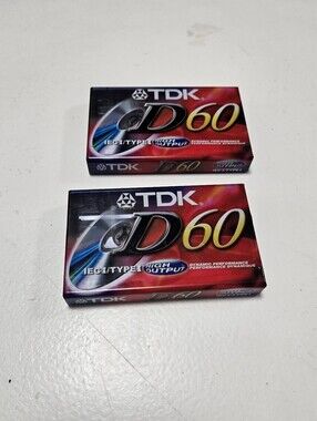 TDK D60 2 Blank Cassette Tapes IECI Type I High Output New Sealed